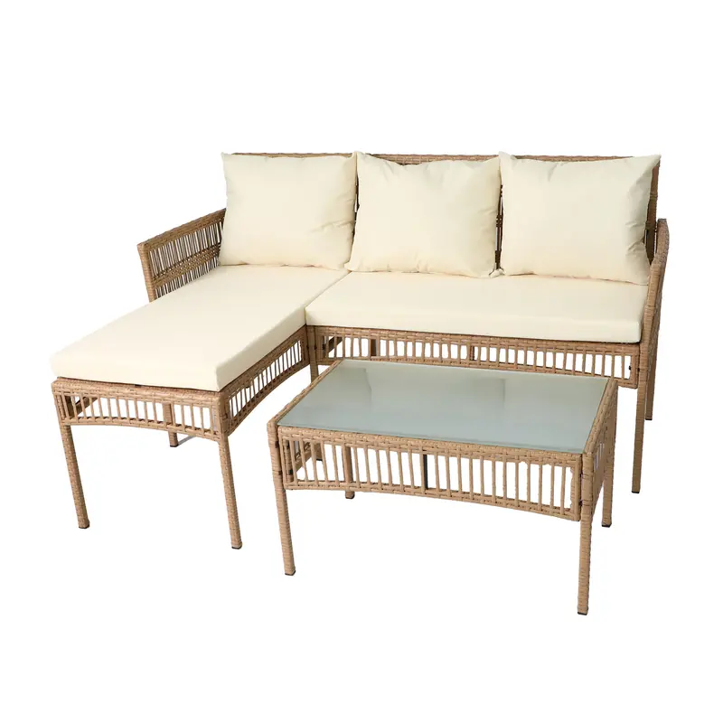 3-Piece Rattan-Style Outdoor Corner Furniture Set – Neo