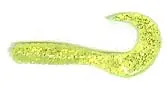Action Bait 3-Inch Curly Tail Grub – Chartreuse Glitter Finish, 25-Pack