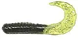 Action Bait 3-Inch Curly Tail Grubs – Black Chartreuse (25-Pack)