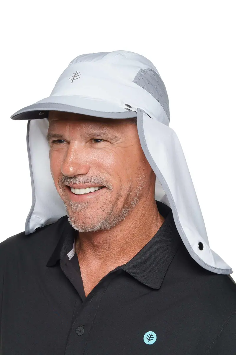 Agility Sports Cap with Detachable Neck Drape | Clean White & Grey