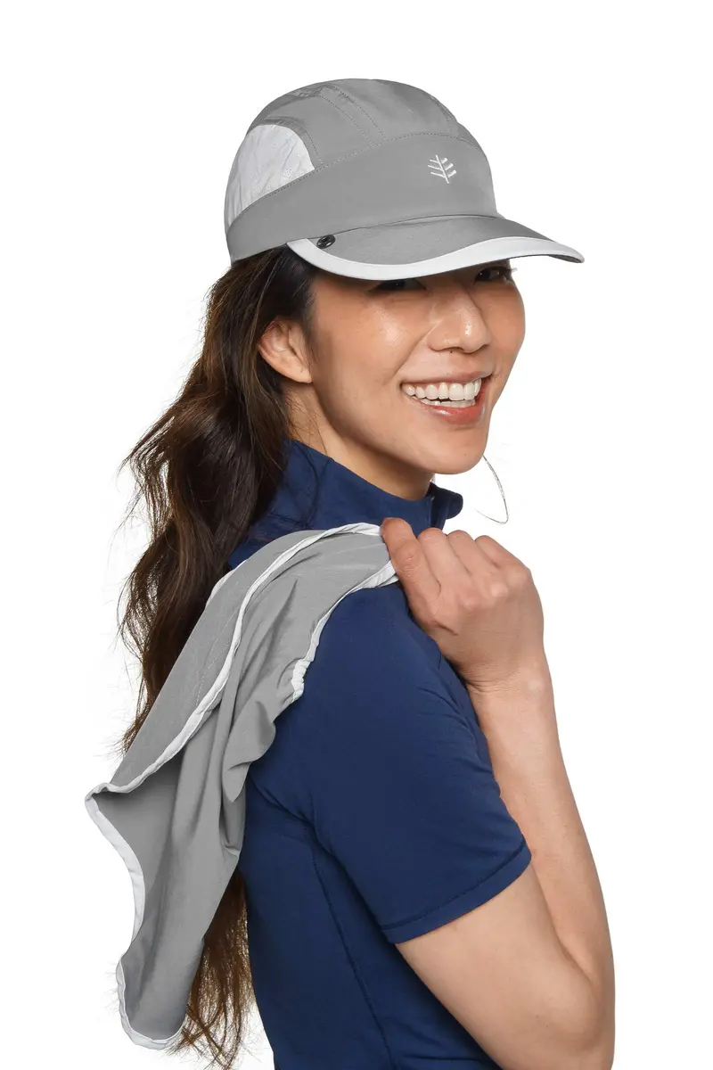 Agility Sports Cap with Detachable Neck Drape | Dual-Tone Grey
