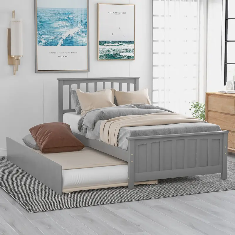 Alpha Solid Wood Twin Trundle Bed