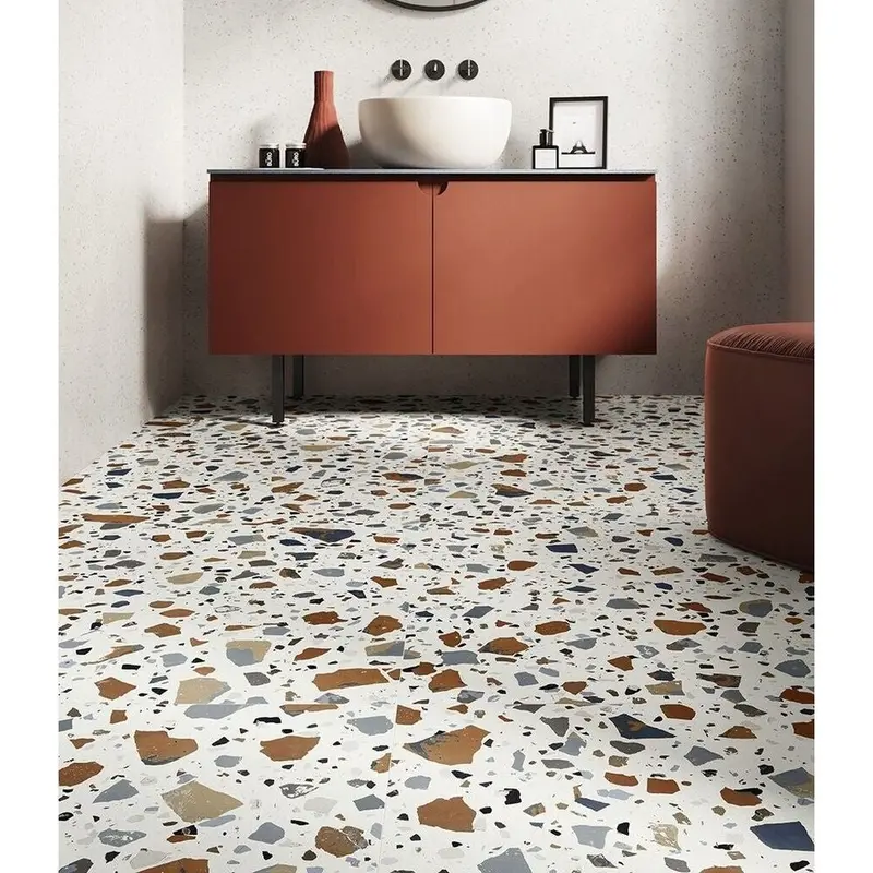 Alyona Earth Terrazzo Ceramic Tiles – 450x450mm Natural Aggregate Design