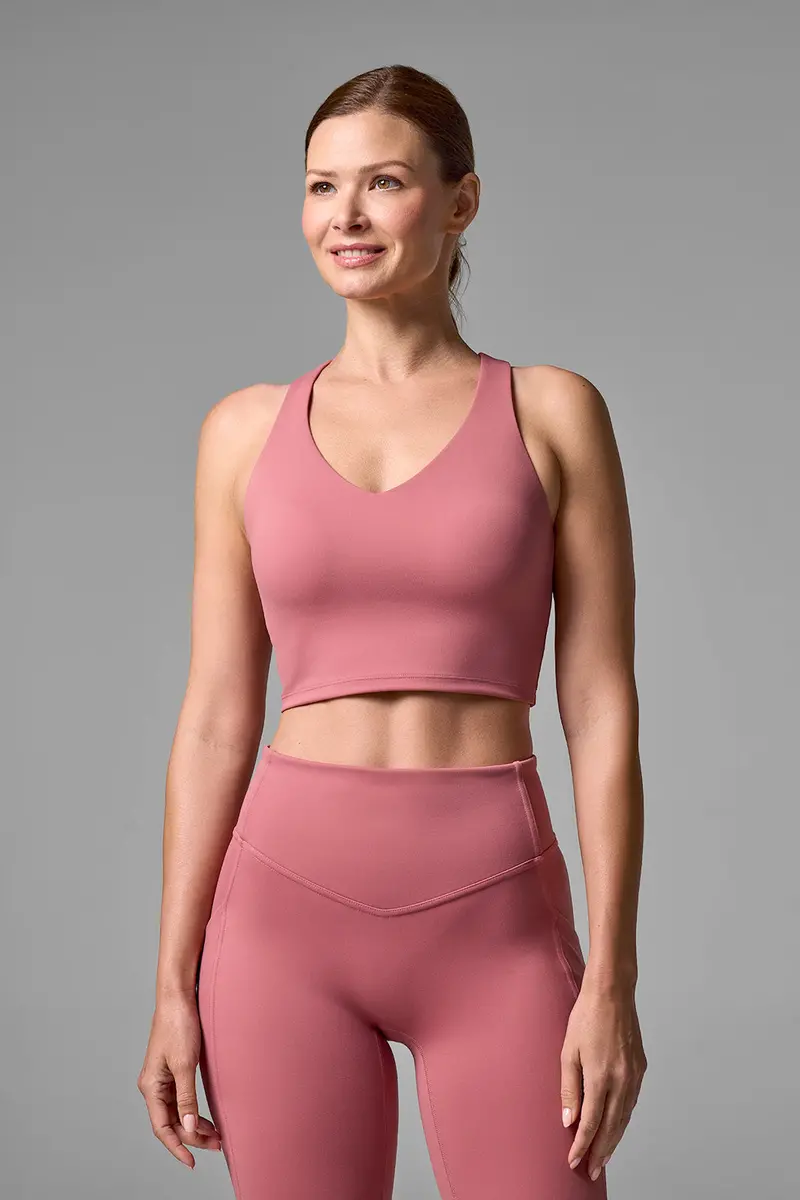 Ananda Long-Line Yoga Sports Bra – Terracotta Rose