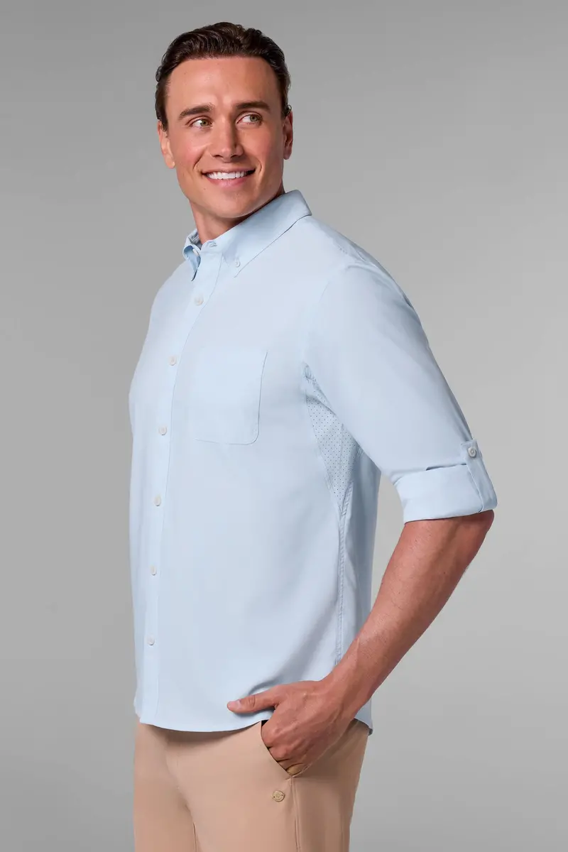 Aricia Men’s Light Blue Long-Sleeve Casual Shirt