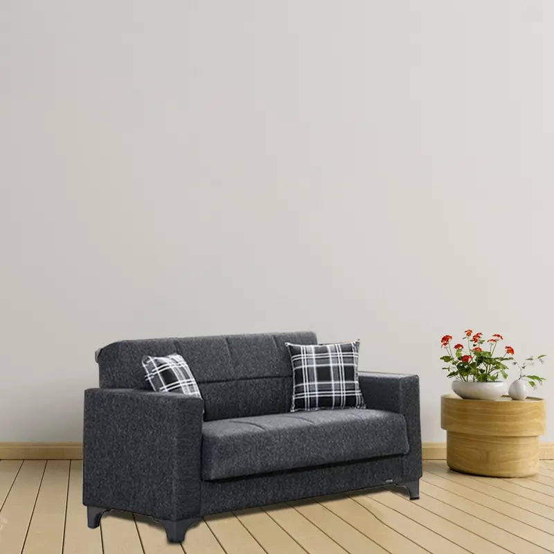 Armada Dark Gray Fabric Loveseat – Sleek Minimalist Two-Seater