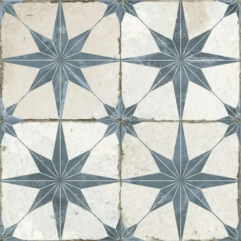Astral Star Blue Patterned Ceramic Tile – 45x45cm Contemporary Floor Tile