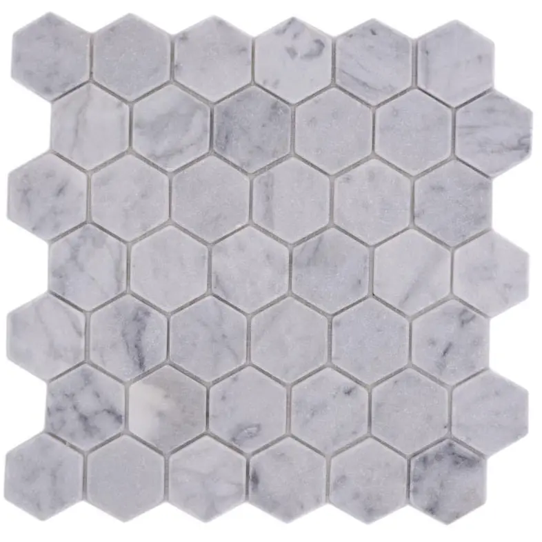 Athena White Satin-Finish Hexagon Marble Mosaic – Indoor Floor & Wall