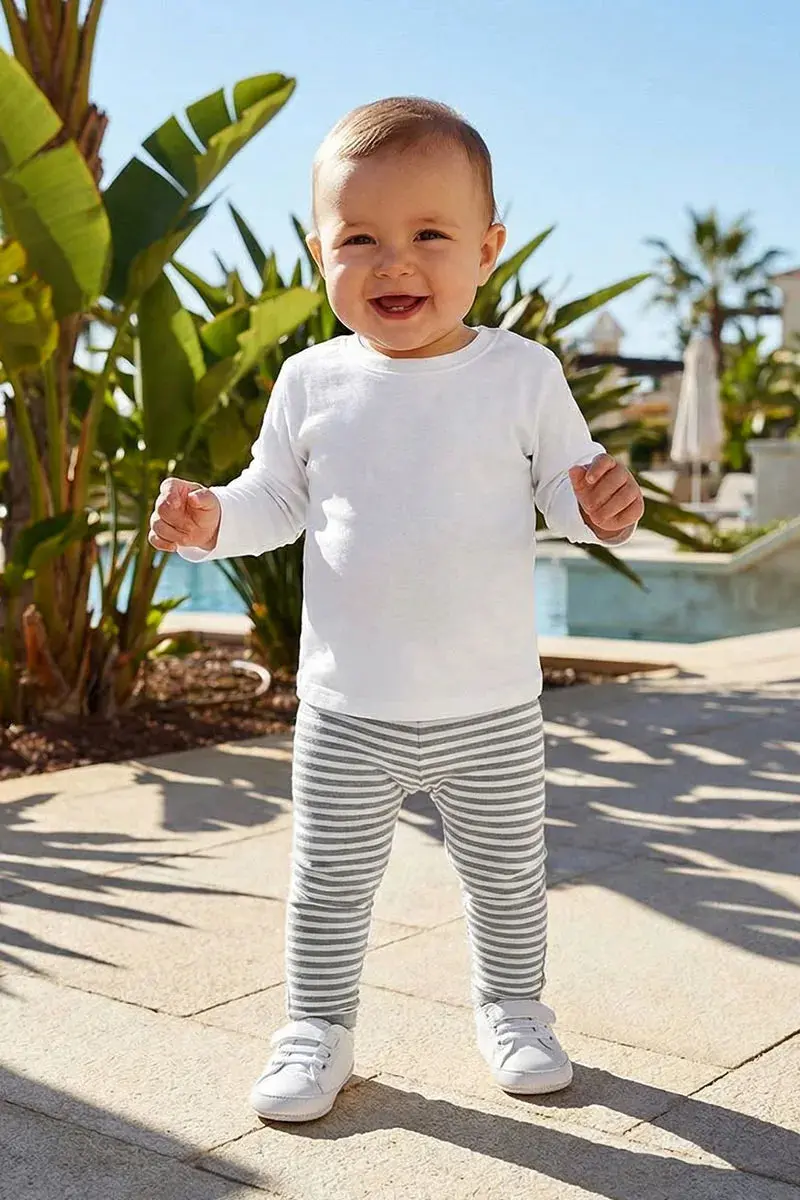 Baby LumaLeo Soft-Legging Set – Grey & White