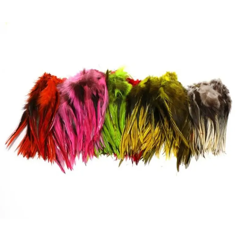 Badger Saddle Hackle – 5 to 7 Inch Strung Selection
