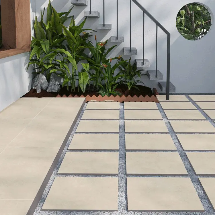 Beige 20mm Thick Outdoor Porcelain Paving Tile – Slip-Resistant Surface