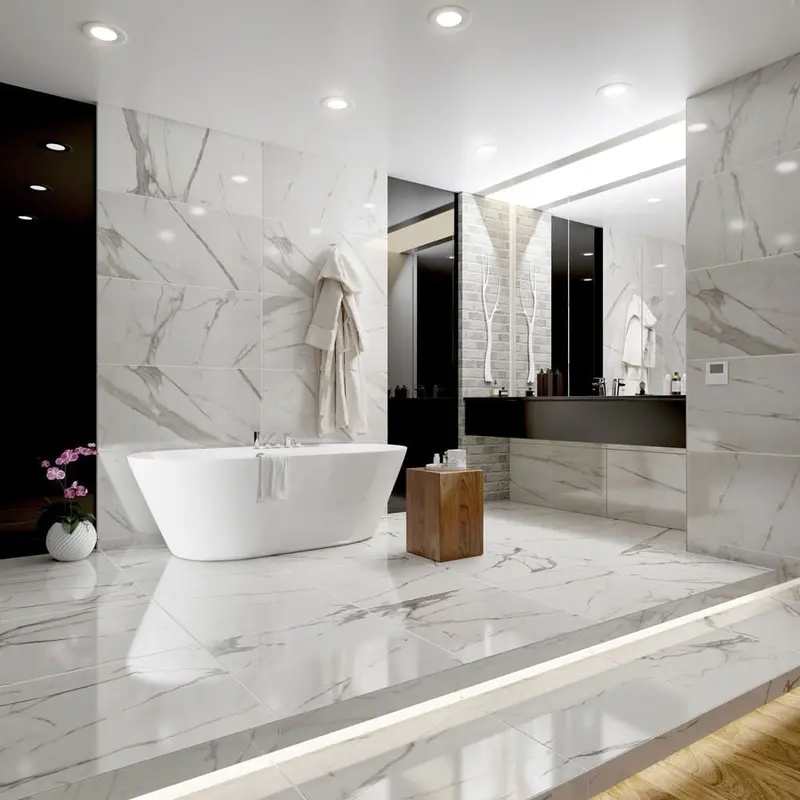 Belgravia Statuario Marble Effect Tiles – 600x600mm Polished Porcelain for Floors & Walls
