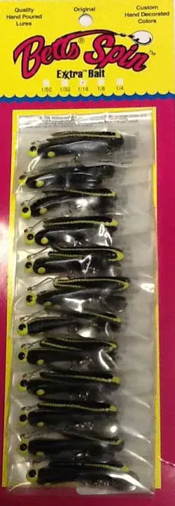 Betts Black with Yellow Stripe Spinnerbait – 1/16 oz (12-Pack)