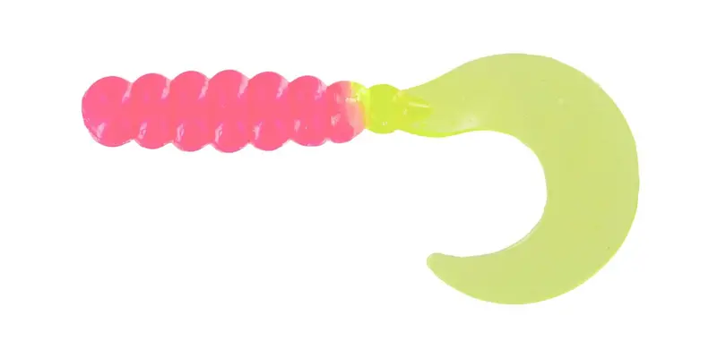 Big Bite Baits Fat Grub – 2-inch, Bubble Gum and Chartreuse, 10-Pack
