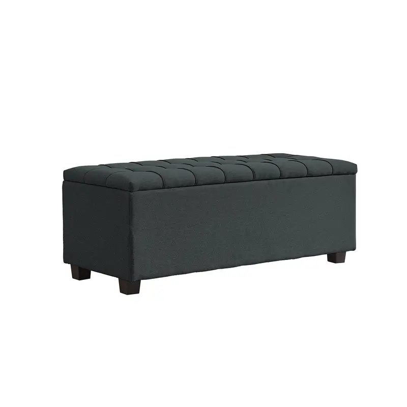 Black Hugo Padded Storage Bench with Lift-Up Seat