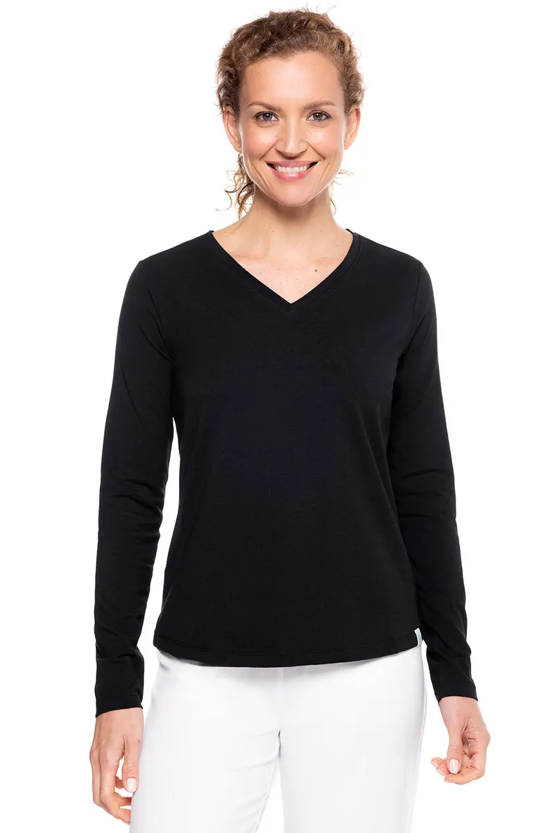 Black Morada Everyday Long-Sleeve V-Neck Tee