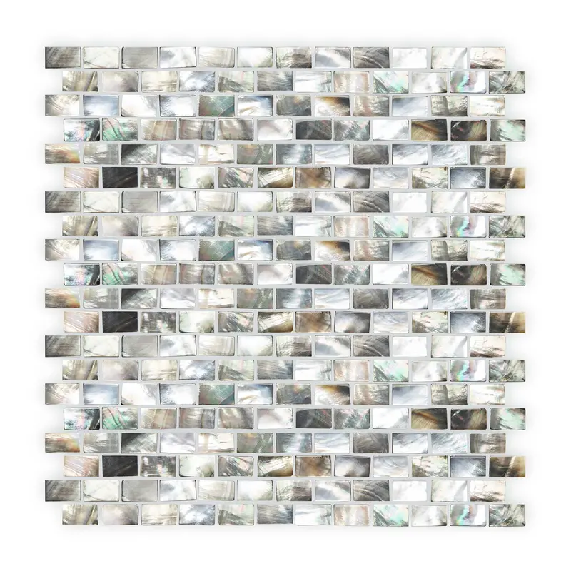 Black Mother-of-Pearl Rectangle Brickbond Shell Mosaic