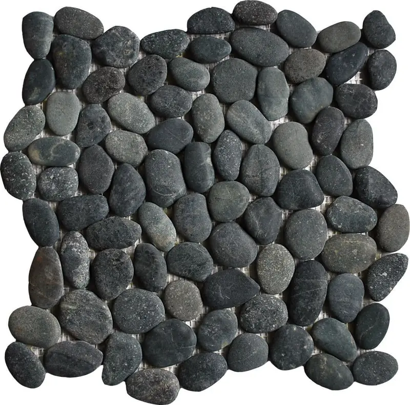 Black Pebble Mosaic Tile – Natural Stone Accent Sheet