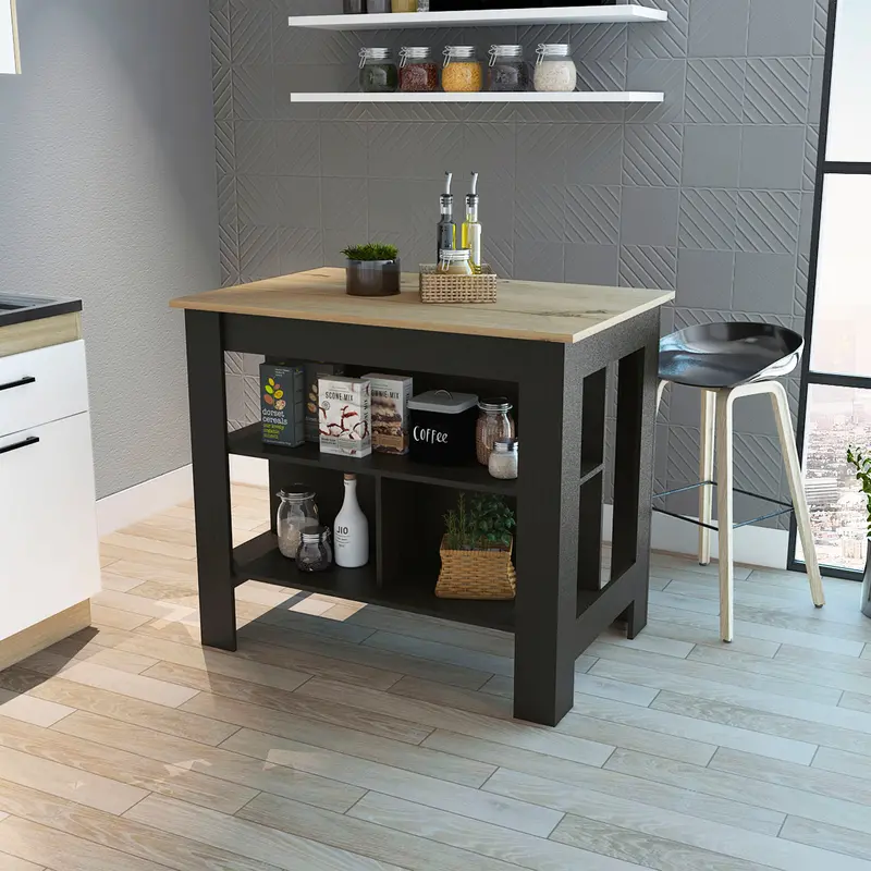 Black Rockaway Kitchen Island with Contemporary Silhouette