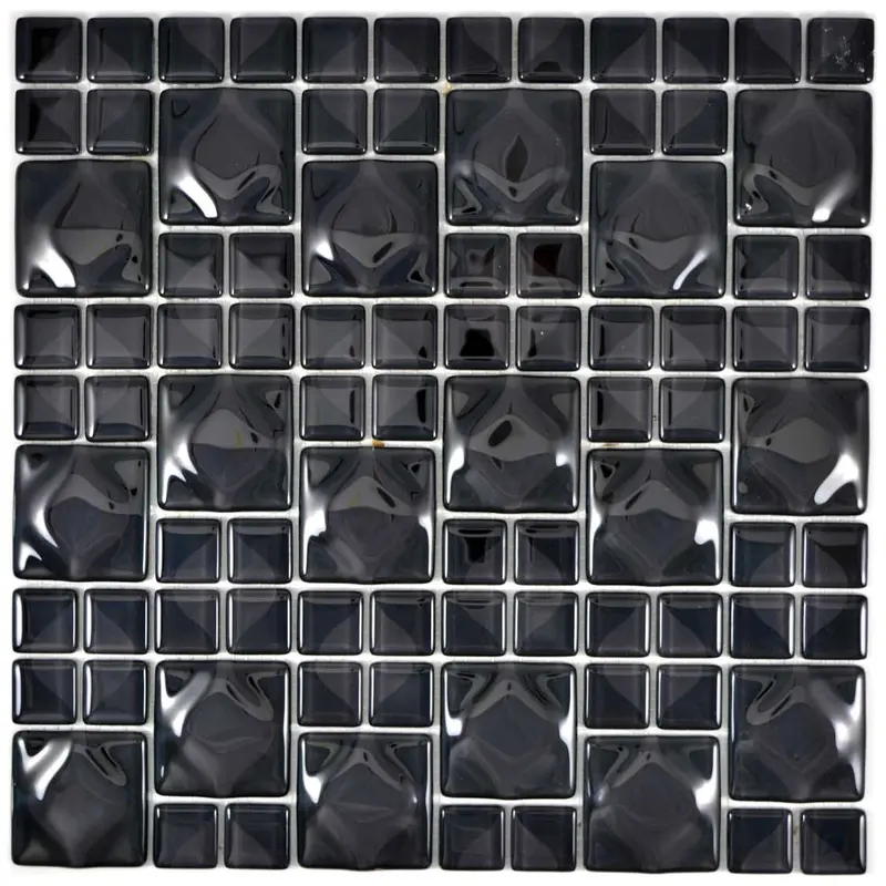 Black Teardrop-Shaped Glass Mosaic Tile
