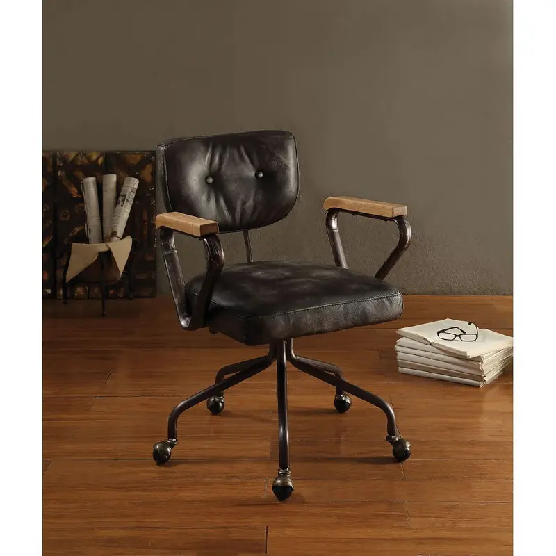 Black Top-Grain Leather Executive Office Chair