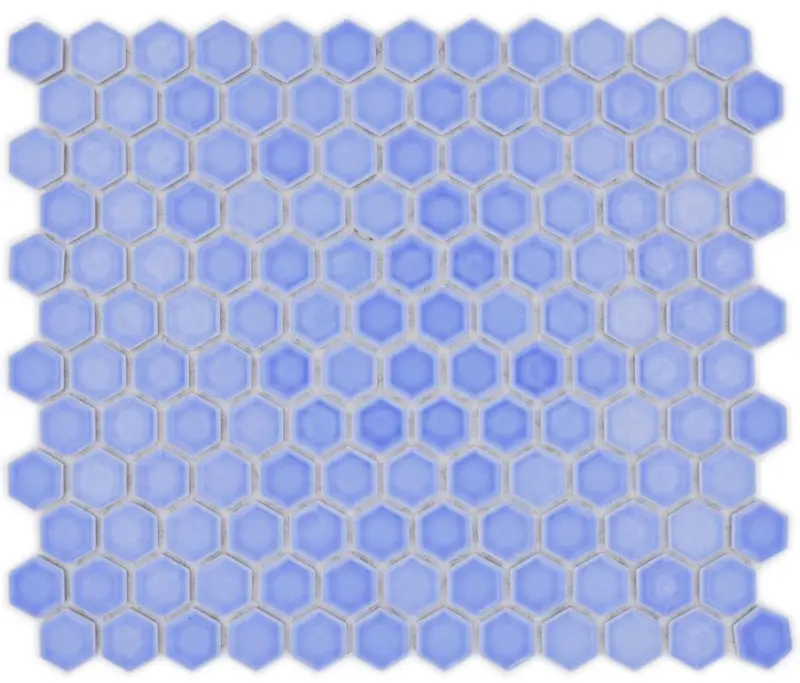 Blue Orchid Glossy Hexagon Mosaic Tile
