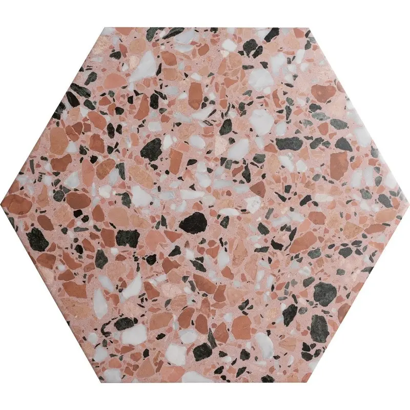 Blush Pink Terrazzo Hexagon Porcelain Tile
