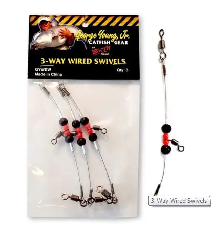 BnM Catfish Gear 3-Way Bumping Swivels – Heavy-Duty, 3-Pack