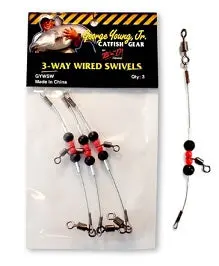 BnM Catfish Gear 3-Way Wired Swivel – 150 lb Test, 3-Pack