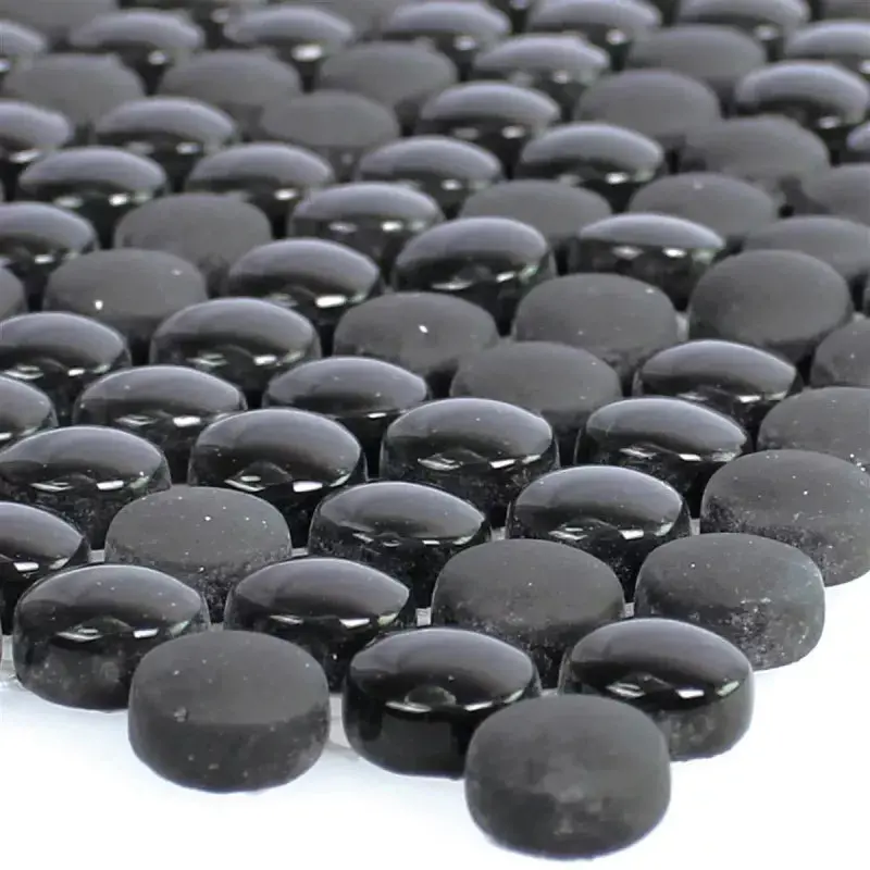 Bonbon Round Black Glass Mosaic Tiles – Sustainable Design
