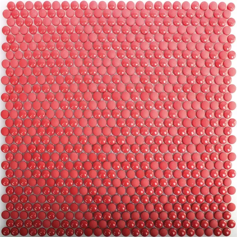 Bonbon Round Red Eco Glass Mosaic Tiles