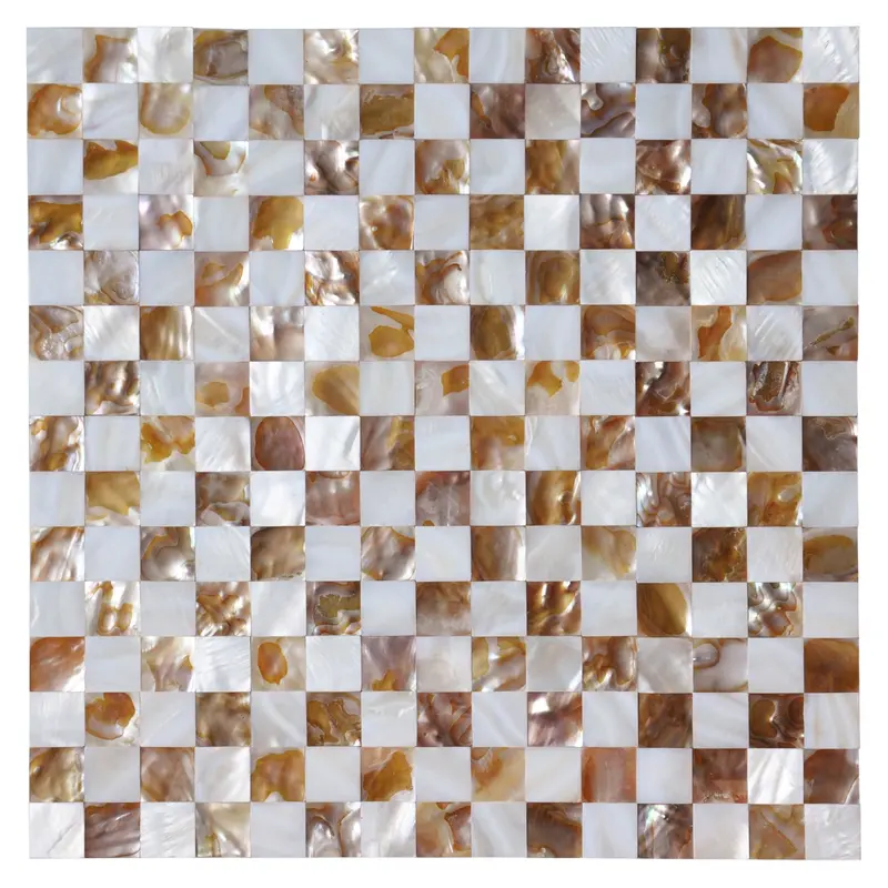 Bronze and White Mother-of-Pearl Checkerboard Mosaic