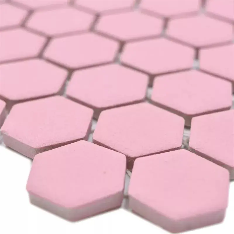 Bubblegum Pink Hexagonal Anti-Slip Mosaic Tile – 26×30 cm