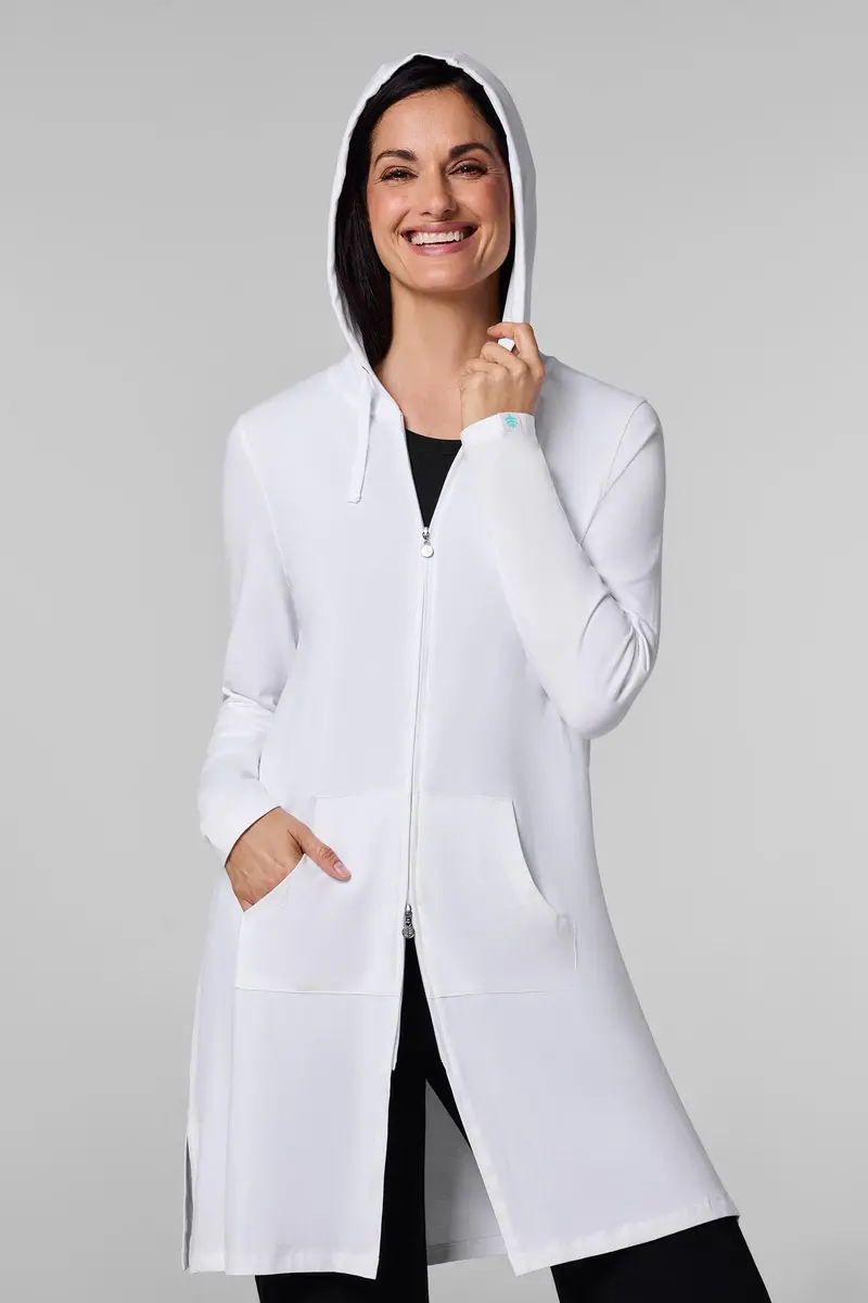 Cabana Long Zip-Up Hoodie for Women – White