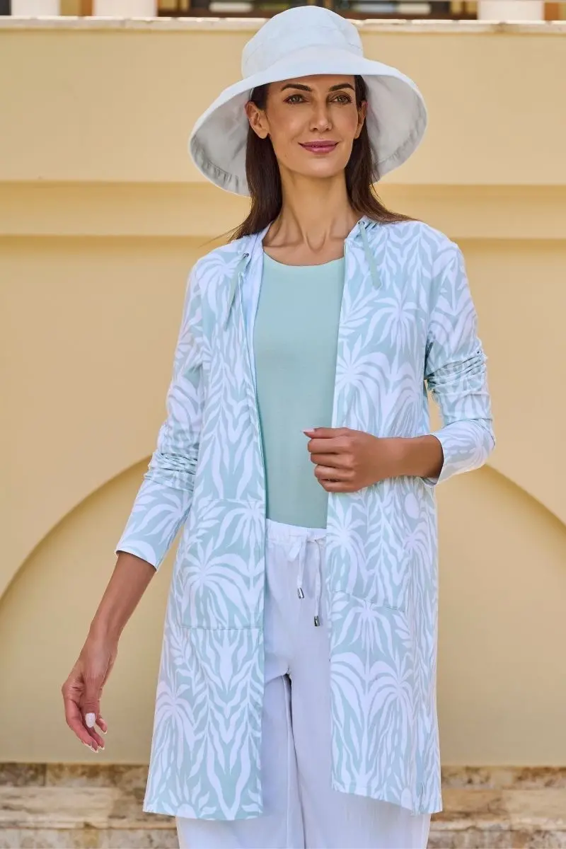 Cabana Relaxed Fit Hoodie Dress – Misty Aqua & American Palm