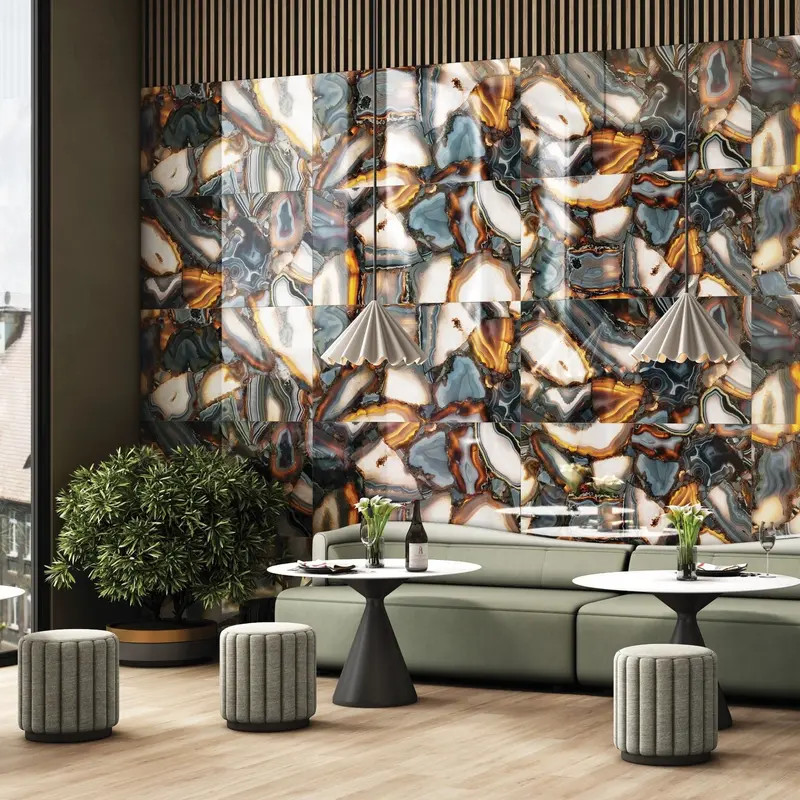 Carbone Burnt Glass Porcelain Tile | 1200x600mm Dramatic Textured Finish