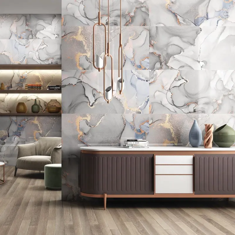 Carbone Hurricane Rose Glass Wall Tile | 60x120cm Soft Metallic Hue