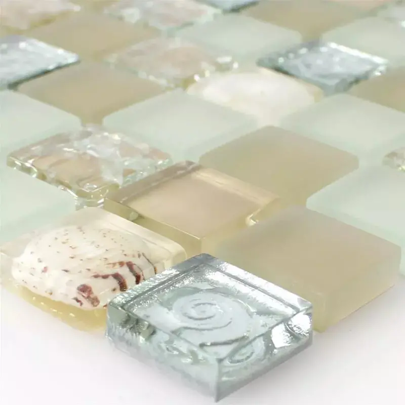 Champagne Shell and Glass Mosaic Tile Blend
