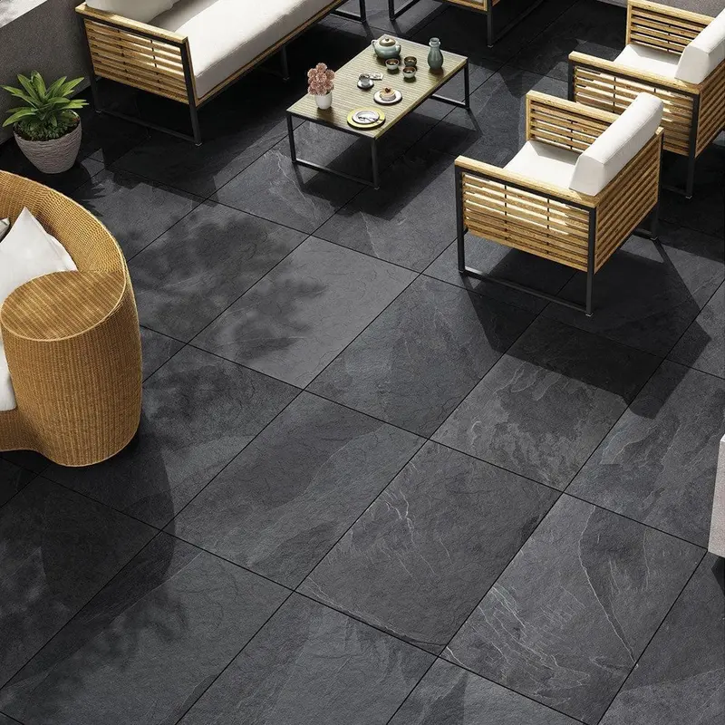 Charcoal Slate-Effect Porcelain Outdoor Paving Tile (20mm)