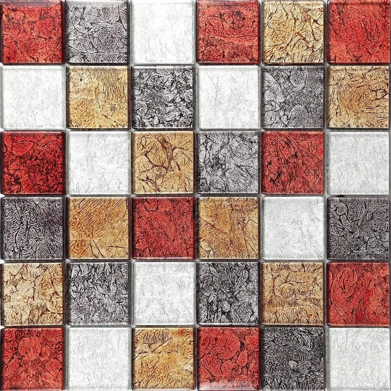 Chiara Foil-Infused Glass Mosaic – 300×300 mm Mixed Finish