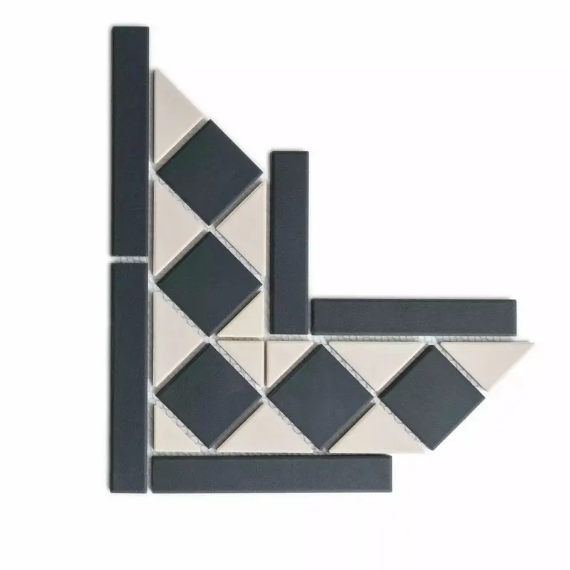 Classic Indigo-and-White Victorian Corner Border Tile