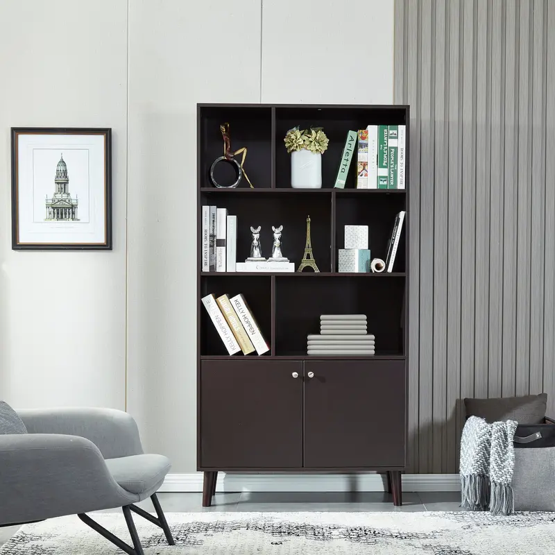 Coffee-Colored Freestanding Bookcase
