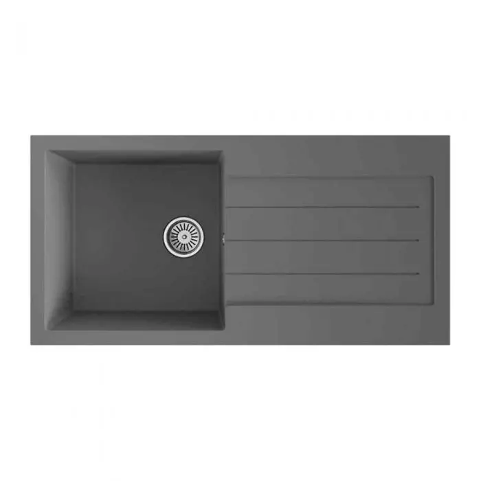 Comite Grey Single-Bowl Inset Kitchen Sink with Integrated Drainer (PDT-000076)