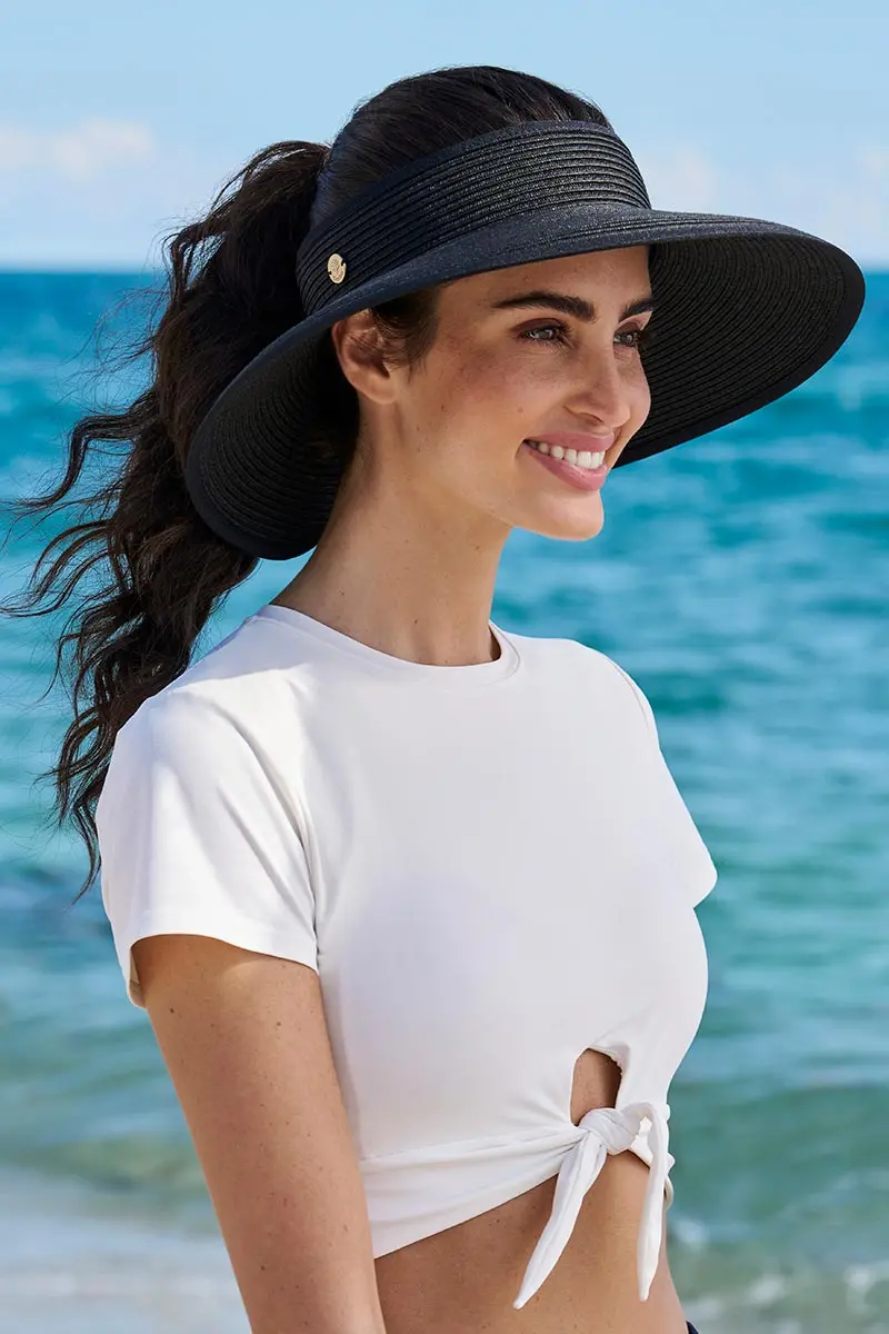 Coolibar Women’s Packable Braid Visor – Rolled Design in Black