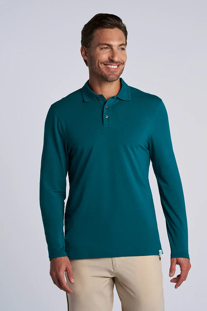 Coppitt Men’s Long Sleeve Weekend Polo – Transformative Teal Versatile Style