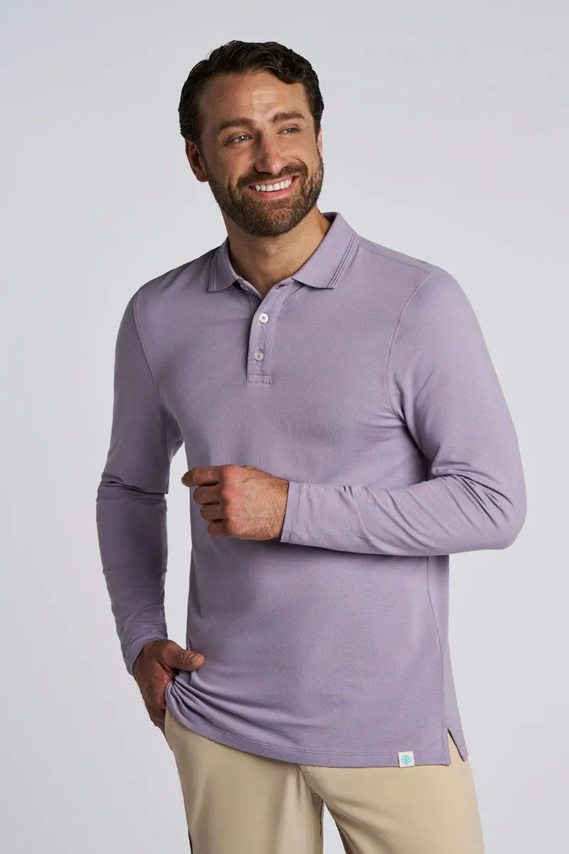 Coppitt Men’s Weekend Polo – Lavender Gray Long Sleeve Casual Top