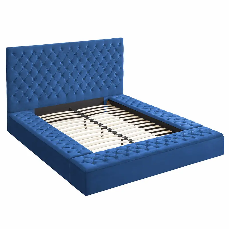 Cosmopolitan Velvet King Platform Bed – Low-Profile Upholstered Design – Go Green Woods