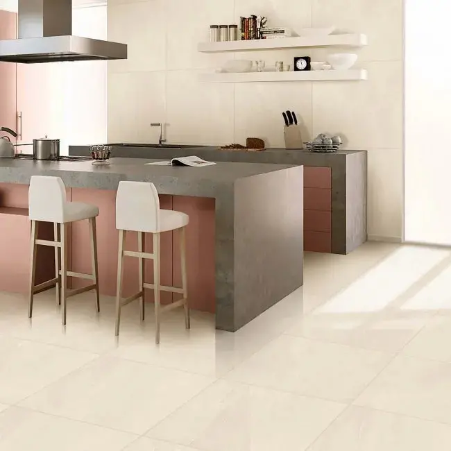 Cream Polished Porcelain Floor and Wall Tile (600x600mm)