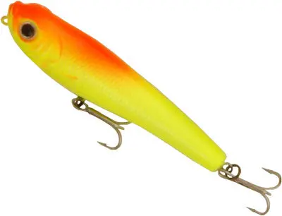 Creme Pond Favorites Popper Topwater Lure – 2″, Chartreuse/Orange