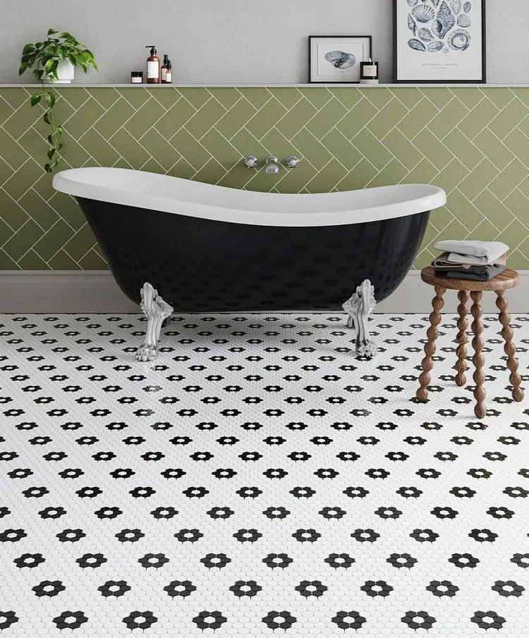 Daisy Hexagon Shaped Mosaic Tile Sheet